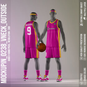 0238 Basketball jersey mockup V-NECK Outside