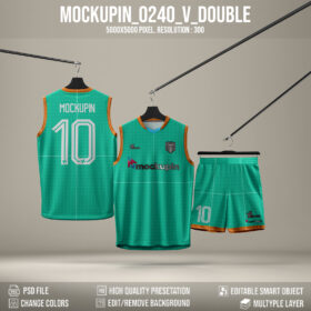 0240 Sleeveless Double Collar Jersey Mockup, PSD