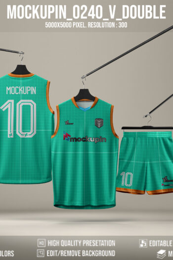 0240 Sleeveless Double Collar Jersey Mockup, PSD