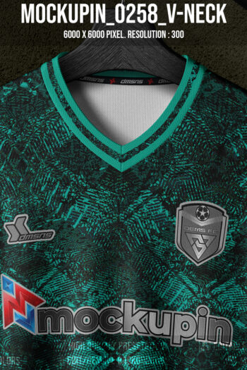 0258 Regular V-Neck Collar Jersey Mockup