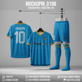 0198 Set V-Neck Soccer Jersey Mockup, PSD