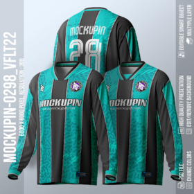 0298 Oversized Longsleeve V-FLAT Collar Jersey Mockup, VCOL02