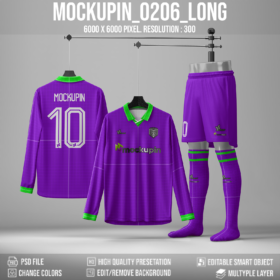0206 Crossneck Collar Long Sleeve Soccer Jersey Mockup, PSD