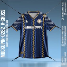 V-Cross Collar Raglan Jersey Mockup (Mockupin 0282)