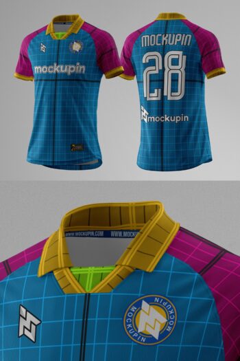 Vintage Collar Jersey Mockup Oneclick in Single Smart Object VINTAGE02 (Mockupin 0327)
