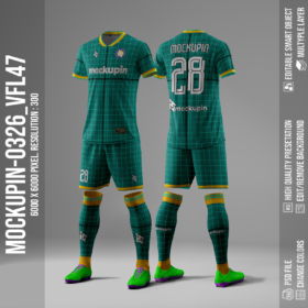Vneck Flat Jersey Mockup Oneclick in Single Smart Object VFL47 (Mockupin 0326)