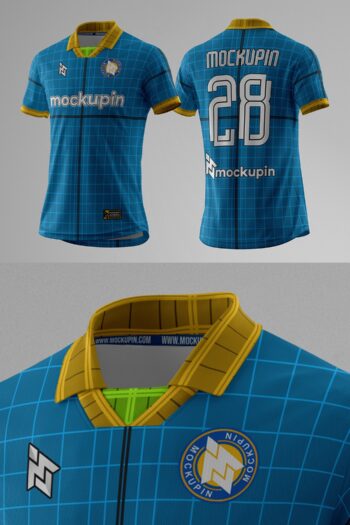 Vintage Collar Jersey Mockup Oneclick in Single Smart Object VINTAGE01 (Mockupin 0327)