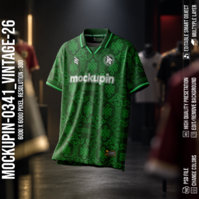 Vintage Collar Jersey Mockup Oneclick in Single Smart Object VINTAGE-26