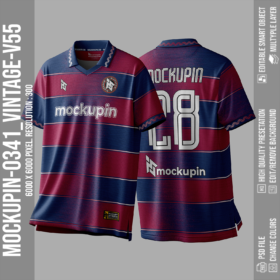 Vintage V Collar Jersey Mockup Oneclick in Single Smart Object VINTAGE-V55 (Mockupin 0341)