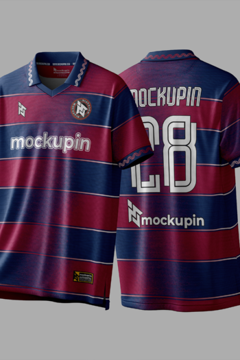 Vintage V Collar Jersey Mockup Oneclick in Single Smart Object VINTAGE-V55 (Mockupin 0341)