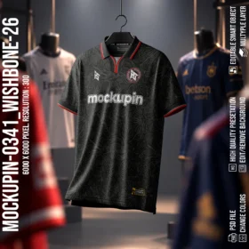 Vintage Wishbone Collar Jersey Mockup Oneclick in Single Smart Object WISHBONE-26 (Mockupin 0341)