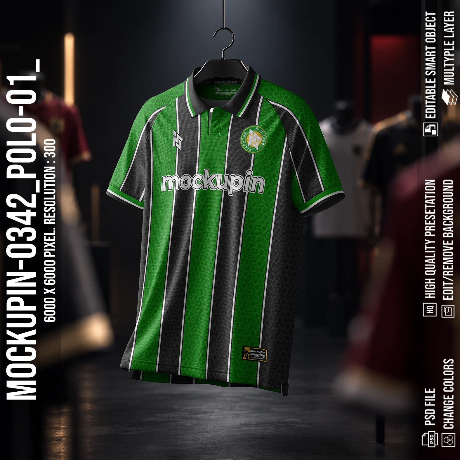 Raglan Polo Collar Jersey Mockup Oneclick in Single Smart Object POLO-01 (Mockupin 0342)