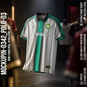 Raglan Polo Collar Jersey Mockup Oneclick in Single Smart Object POLO-03 (Mockupin 0342)