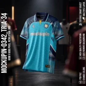 Raglan V-Placked Collar Jersey Mockup Oneclick in Single Smart Object TRIA-34 (Mockupin 0342)