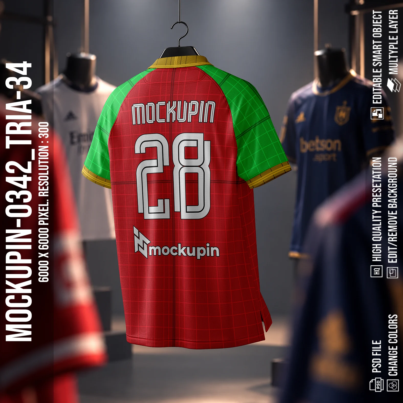 Raglan V-Placked Collar Jersey Mockup Oneclick in Single Smart Object TRIA-34 (Mockupin 0342) - Image 5