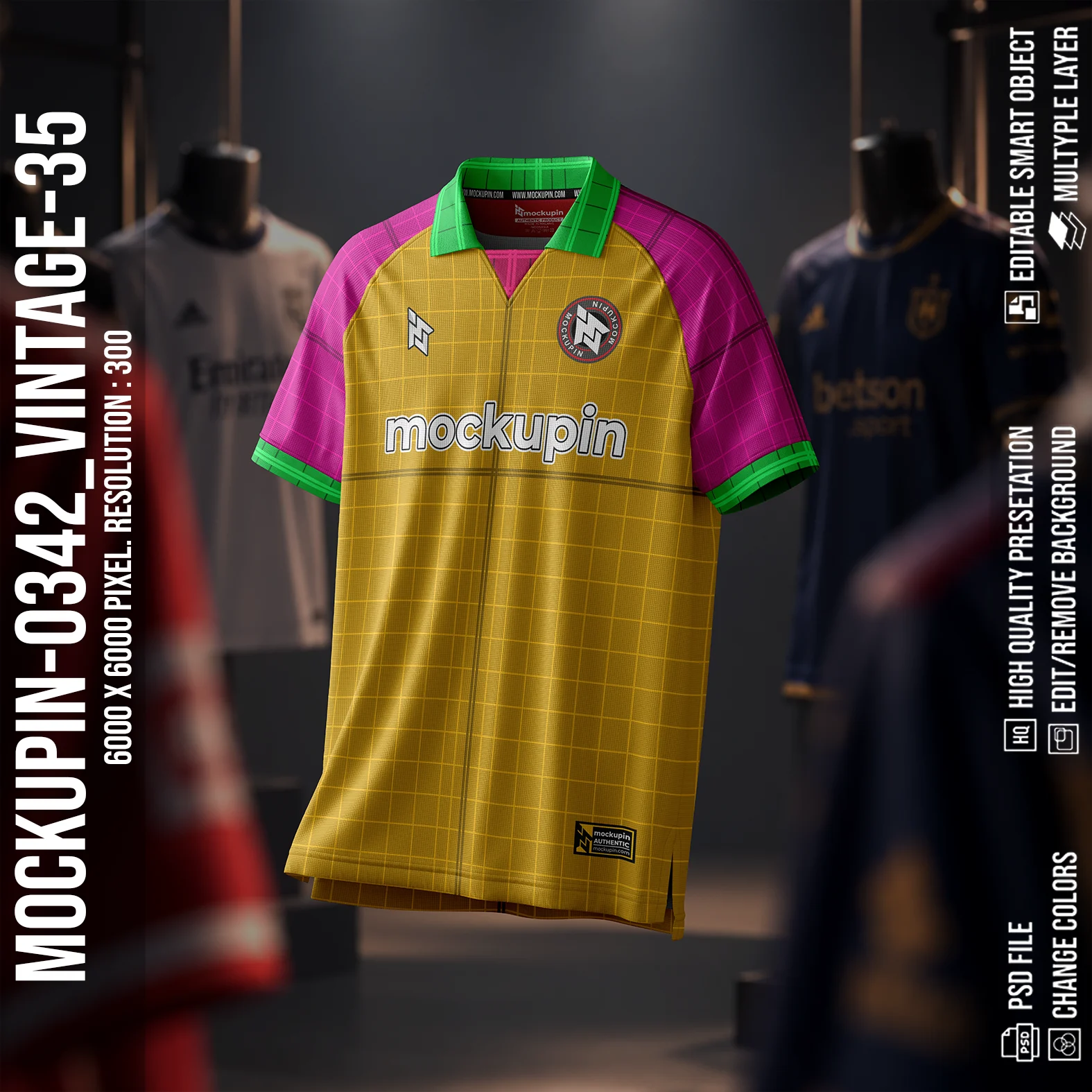 Raglan Vintage Triangle Collar Jersey Mockup Oneclick in Single Smart Object VINTAGE-35 (Mockupin 0342) - Image 2
