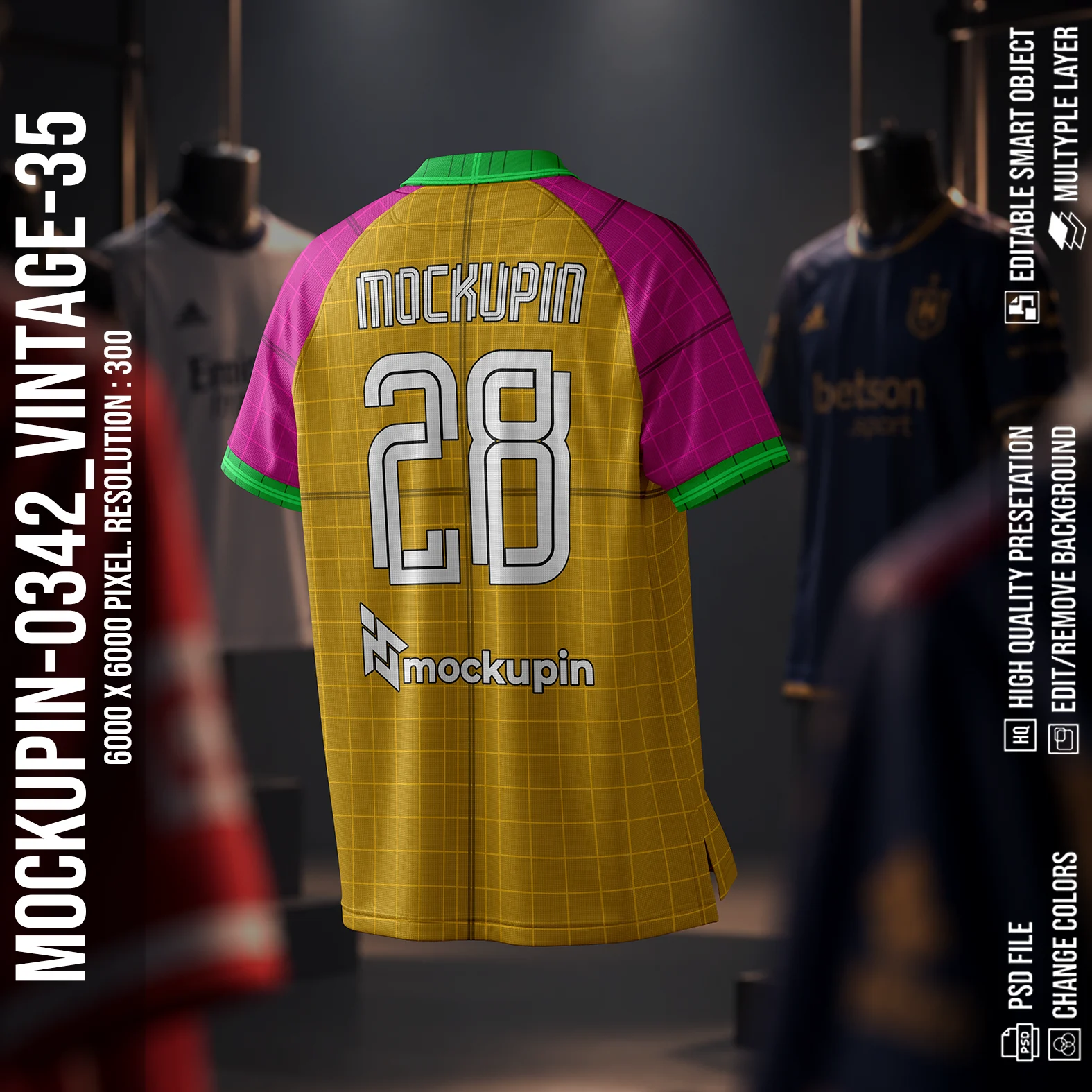 Raglan Vintage Triangle Collar Jersey Mockup Oneclick in Single Smart Object VINTAGE-35 (Mockupin 0342) - Image 5