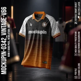 Raglan Vintage V Collar Jersey Mockup Oneclick in Single Smart Object VINTAGE-V66 (Mockupin 0342)