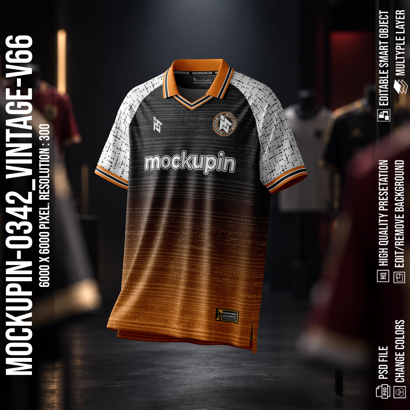 Raglan Vintage V Collar Jersey Mockup Oneclick in Single Smart Object VINTAGE-V66 (Mockupin 0342)