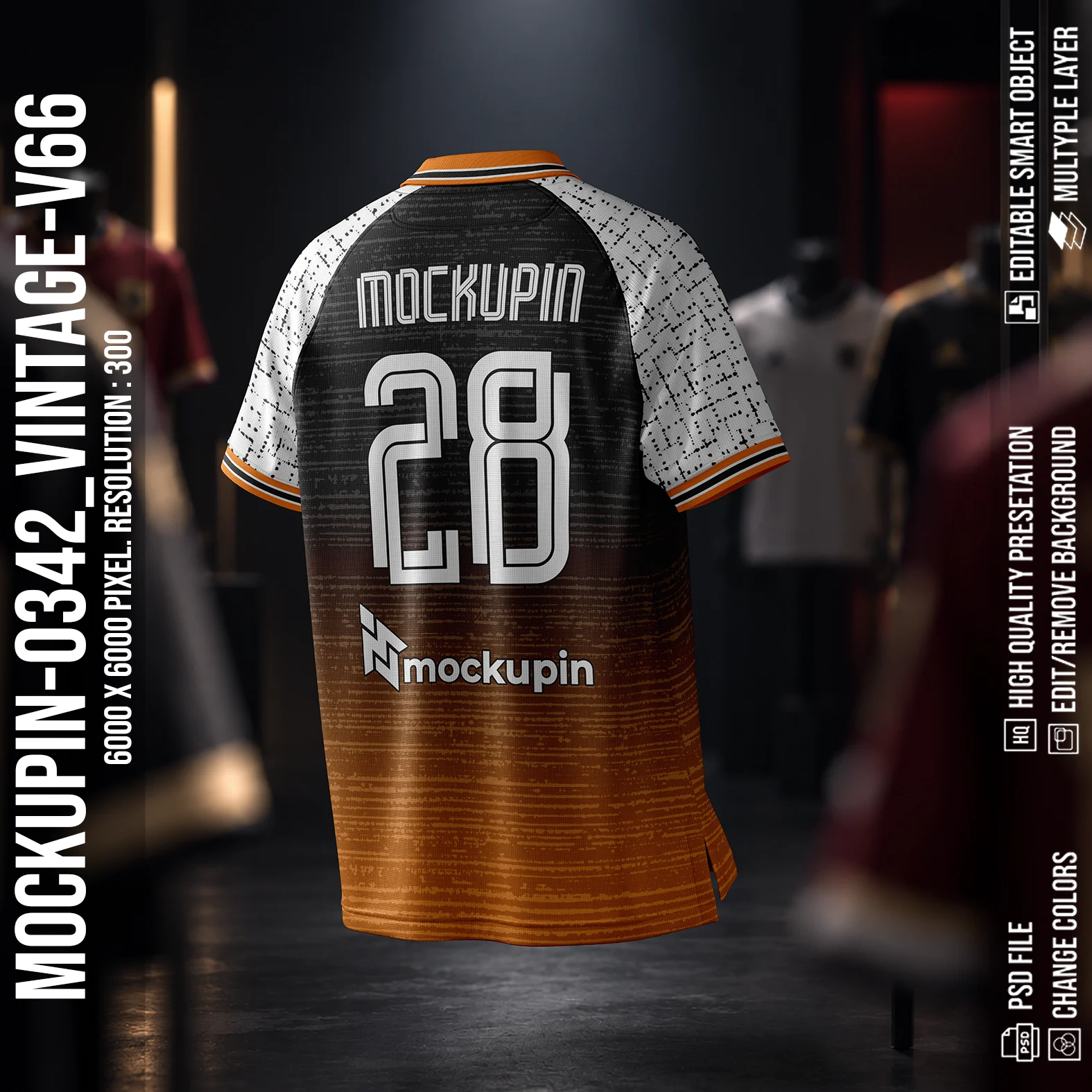 Raglan Vintage V Collar Jersey Mockup Oneclick in Single Smart Object VINTAGE-V66 (Mockupin 0342) - Image 4