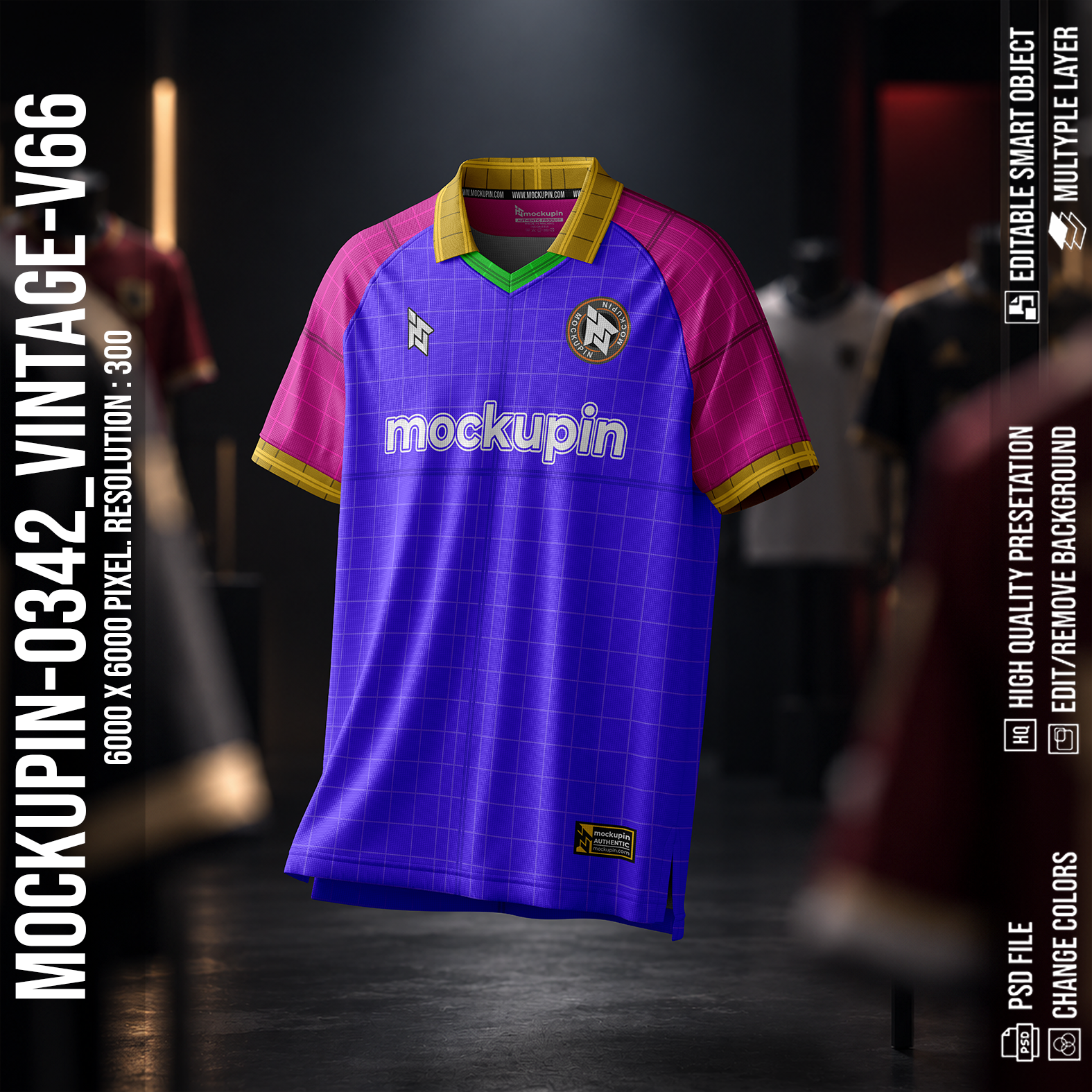 Raglan Vintage V Collar Jersey Mockup Oneclick in Single Smart Object VINTAGE-V66 (Mockupin 0342) - Image 2