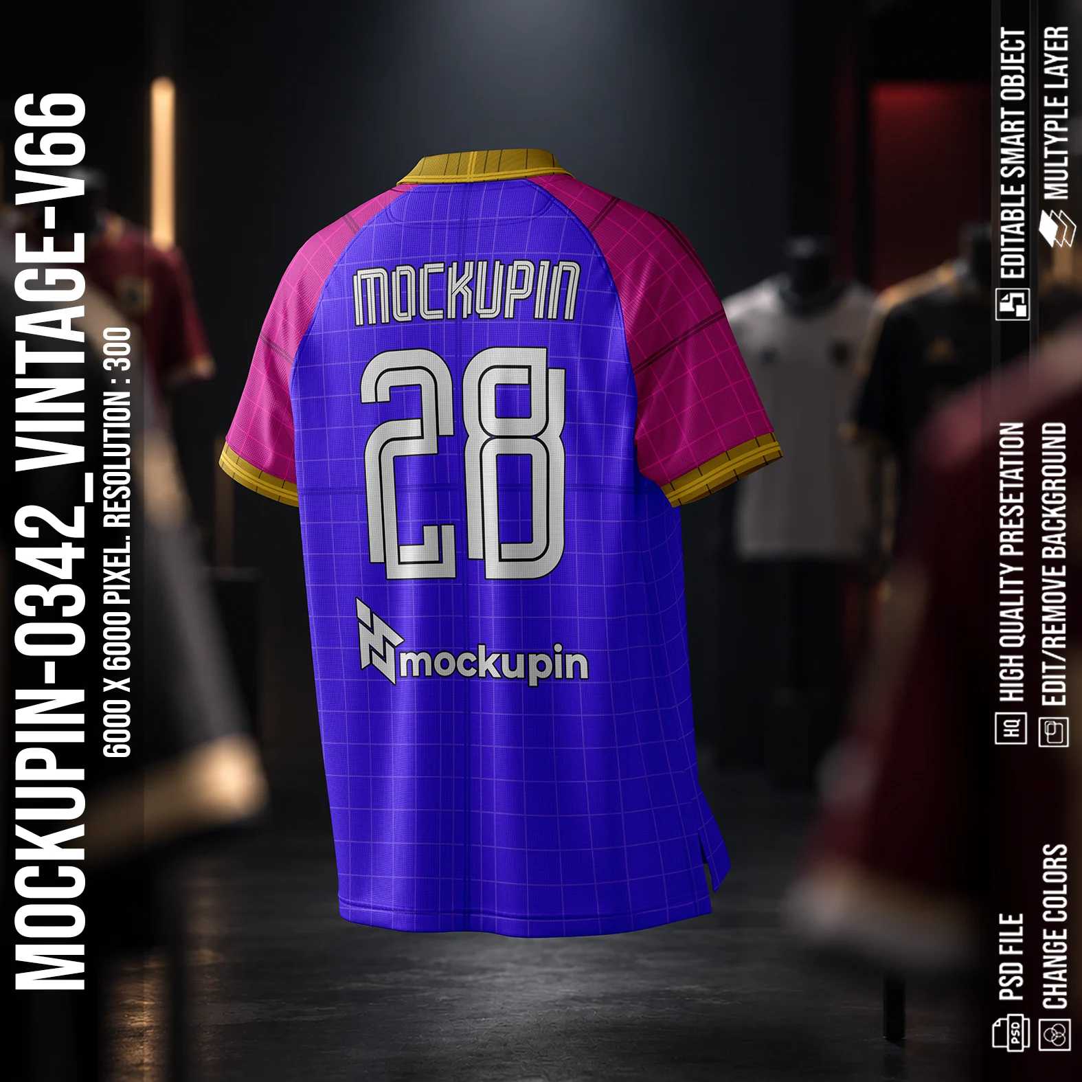 Raglan Vintage V Collar Jersey Mockup Oneclick in Single Smart Object VINTAGE-V66 (Mockupin 0342) - Image 5