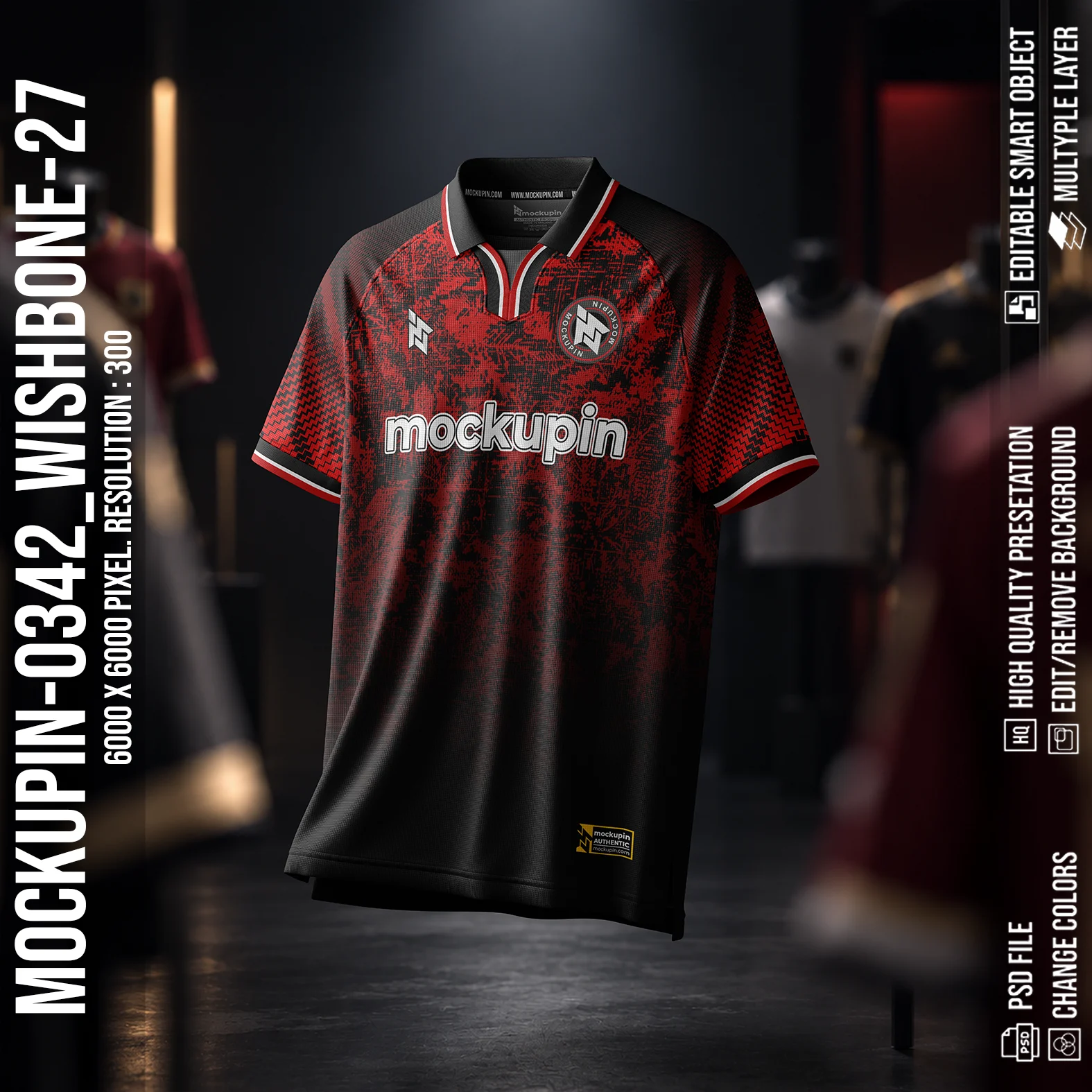Vintage Wishbone Collar Jersey Mockup Oneclick in Single Smart Object WISHBONE-27 (Mockupin 0342)