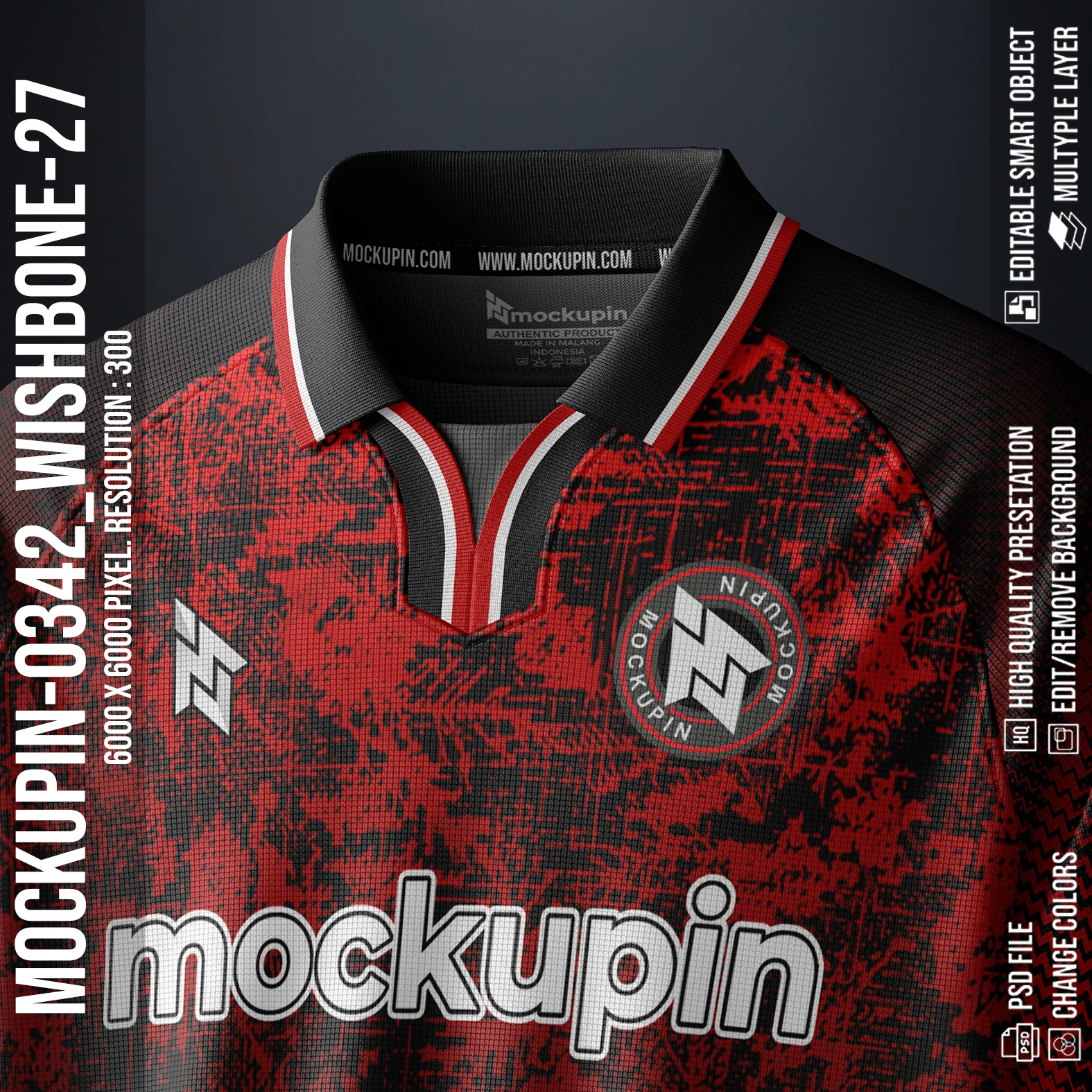 Vintage Wishbone Collar Jersey Mockup Oneclick in Single Smart Object WISHBONE-27 (Mockupin 0342) - Image 2