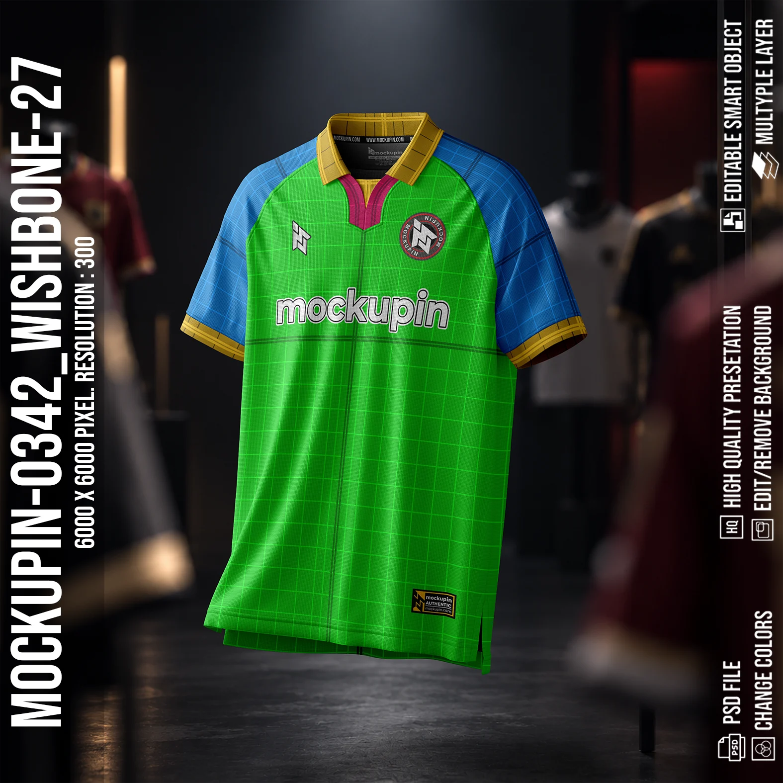 Vintage Wishbone Collar Jersey Mockup Oneclick in Single Smart Object WISHBONE-27 (Mockupin 0342) - Image 5