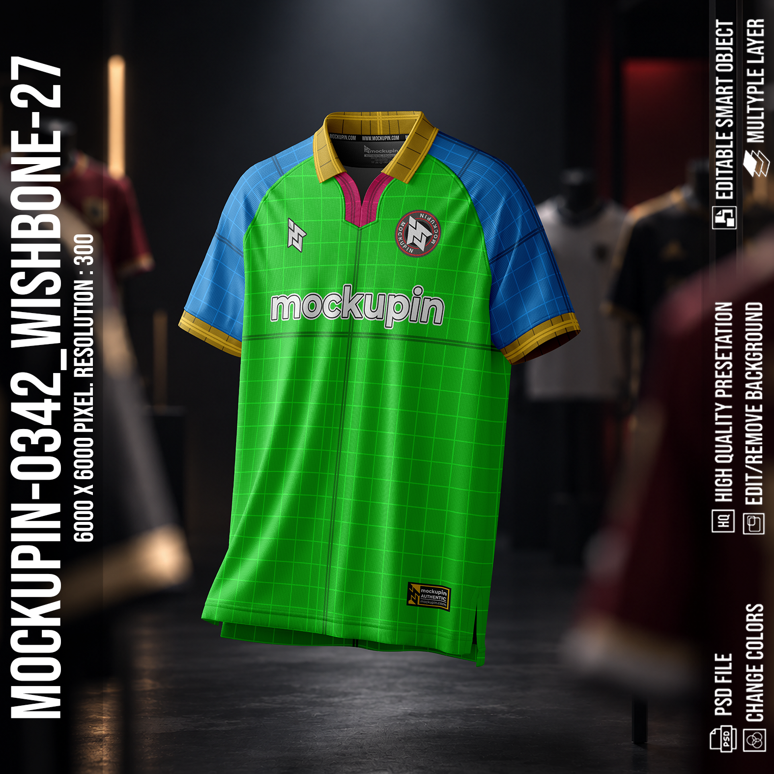 Vintage Wishbone Collar Jersey Mockup Oneclick in Single Smart Object WISHBONE-27 (Mockupin 0342) - Image 7