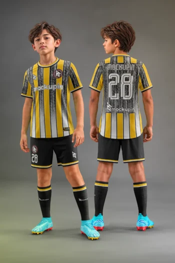 Roundneck Jersey Mockup For Kids Oneclick in Single Smart Object ROUNDKIDS (Mockupin 0343)