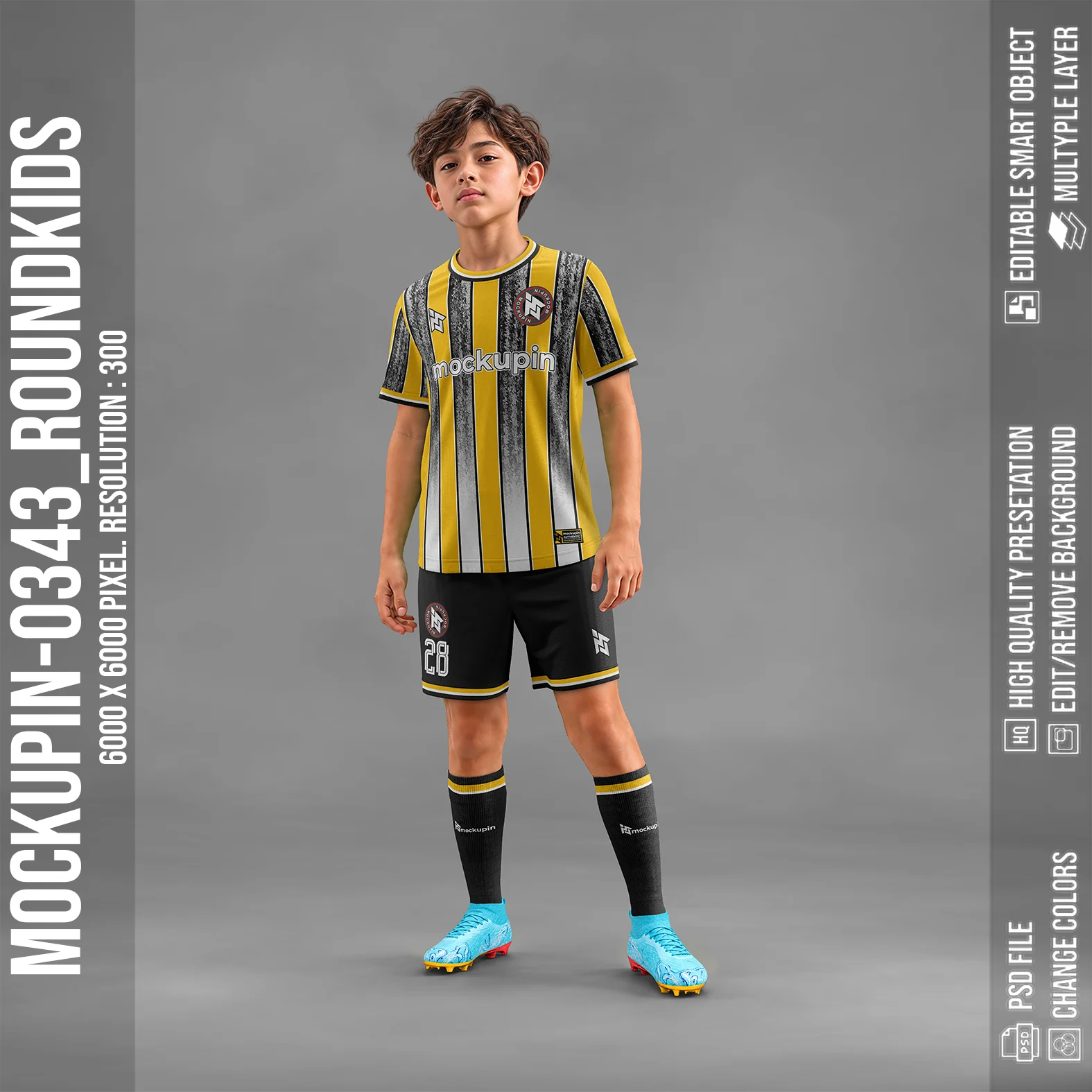 Roundneck Jersey Mockup For Kids Oneclick in Single Smart Object ROUNDKIDS (Mockupin 0343) - Image 3