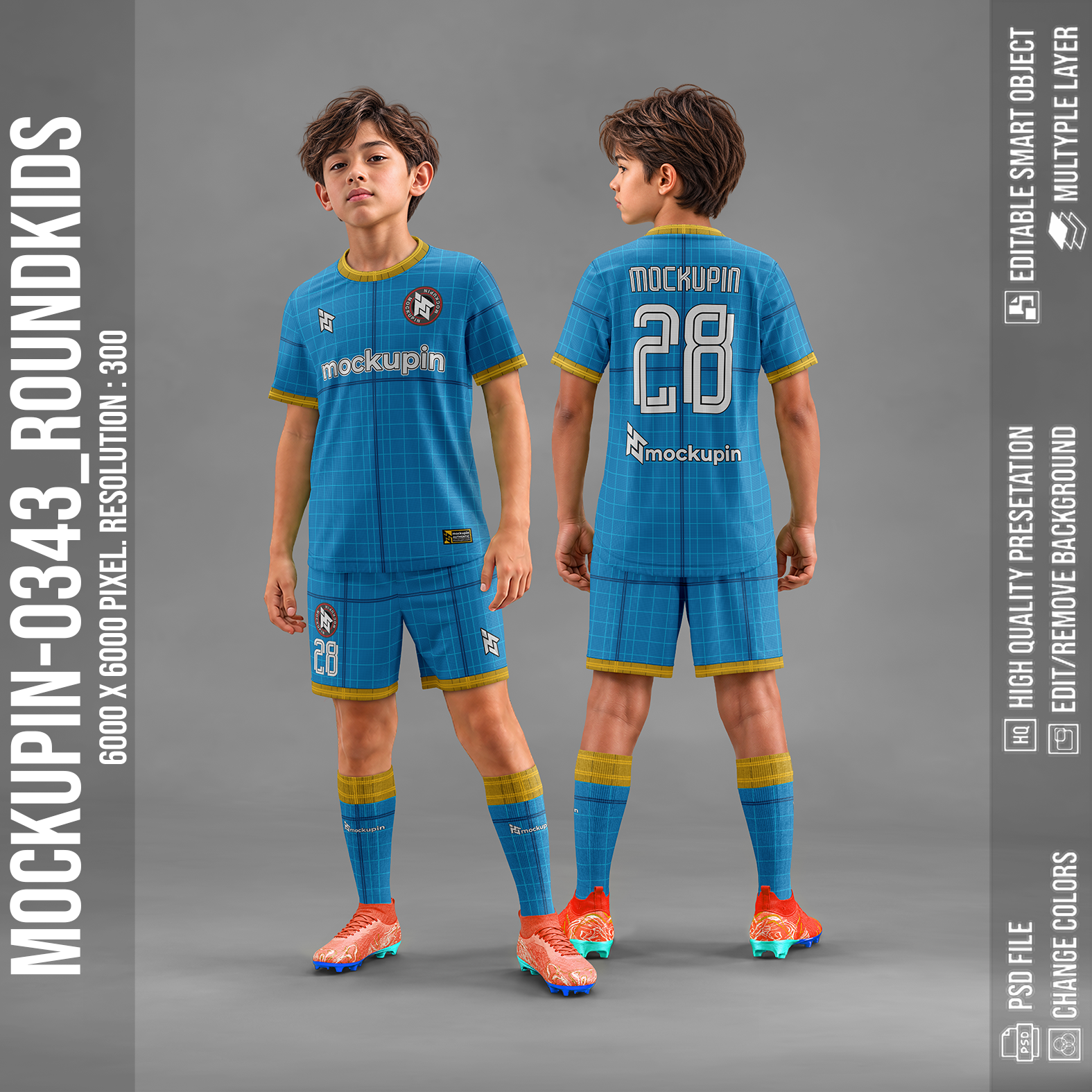 Roundneck Jersey Mockup For Kids Oneclick in Single Smart Object ROUNDKIDS (Mockupin 0343) - Image 2