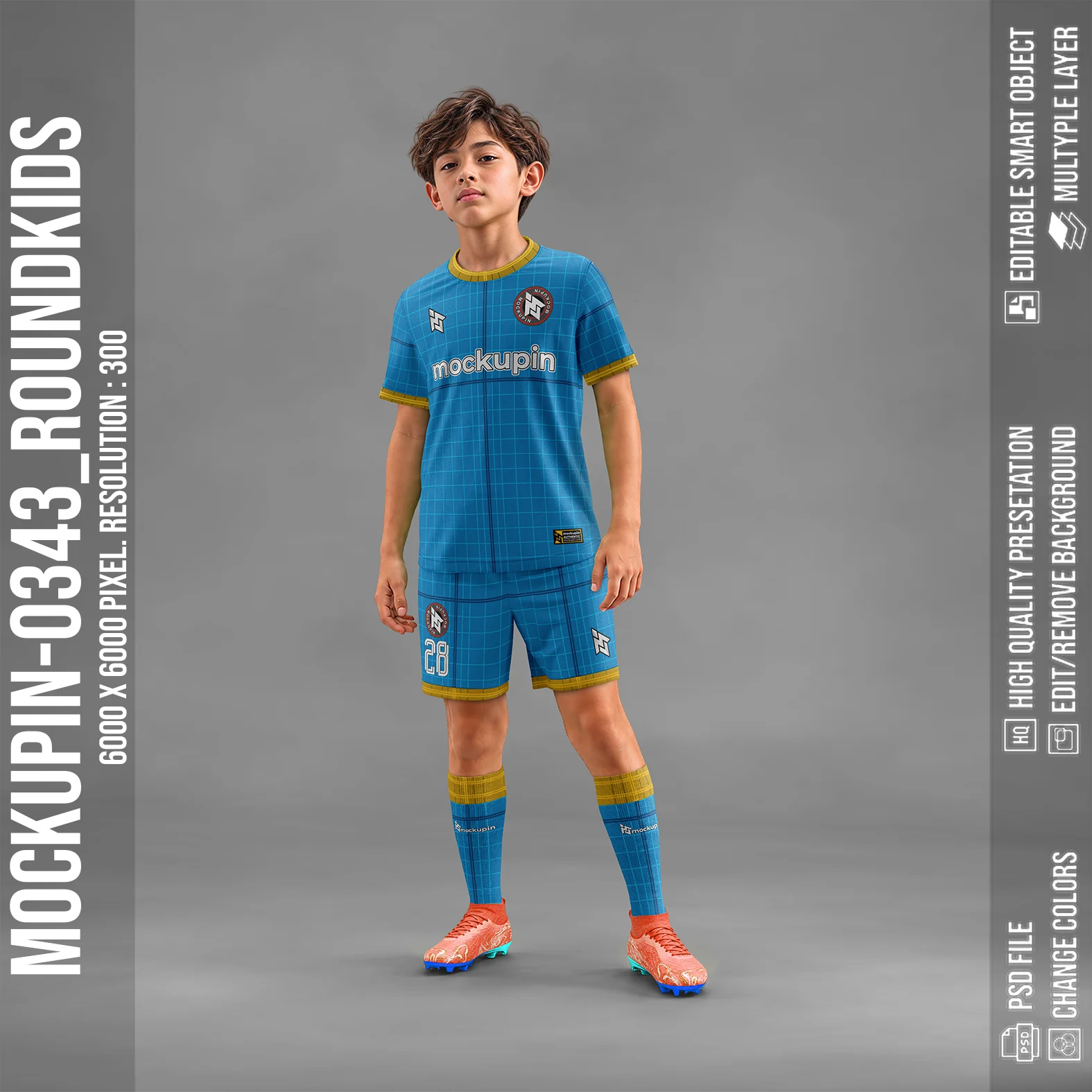 Roundneck Jersey Mockup For Kids Oneclick in Single Smart Object ROUNDKIDS (Mockupin 0343) - Image 4
