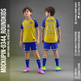 Raglan Roundneck Jersey Mockup For Kids Oneclick in Single Smart Object ROUNDKIDS (Mockupin 0344)