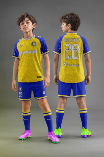 Raglan Roundneck Jersey Mockup For Kids Oneclick in Single Smart Object ROUNDKIDS (Mockupin 0344)